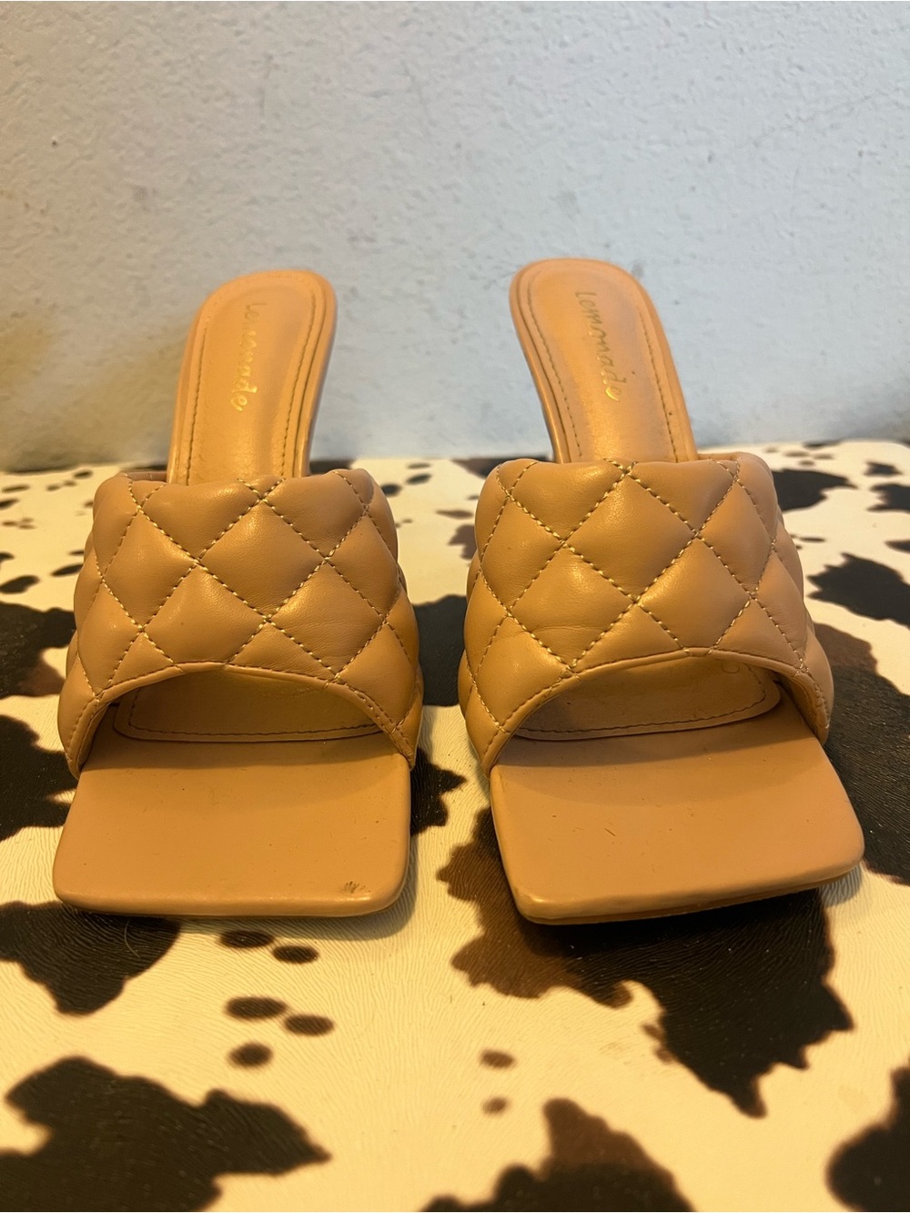 Quilted Slide Mules in Tan - Women's
